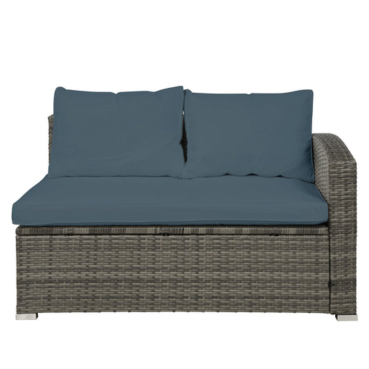 Cushioned PE Rattan Wicker Sectional Garden Sofa Set, 4PCS  (Gray Cushion)