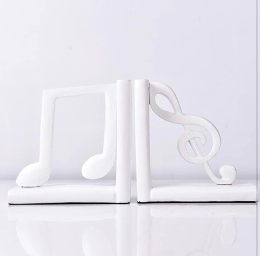 Creative Music Note Bookends for Home Decoration, White