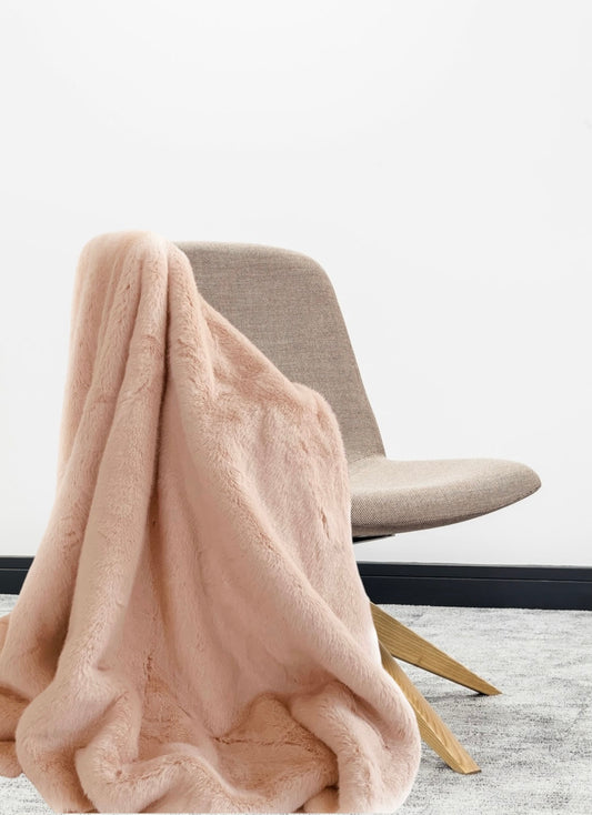 Plutus Pink Plush Faux Fur Luxury Throw Blanket