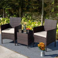 Patio Chairs 2 pcs with Cushions and Pillows Poly Rattan, Black