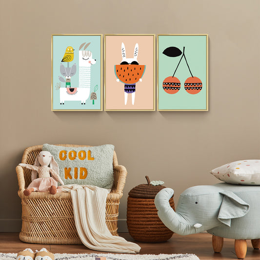 Cool Kid Easter Framed Canvas Wall Art-Oil Paintings, Aesthetic Canvas Prints for Living Room Bedroom Office Home; 3 Panels