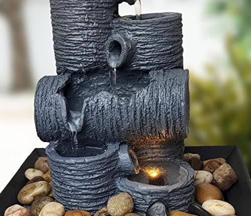 Soothing Meditation Tabletop Fountain with Natural Flowing Water, Relaxing Water Flow That Mimics Sound of Waterfall