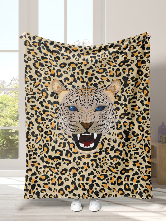 1pc Leopard Cartoon Pattern Blanket