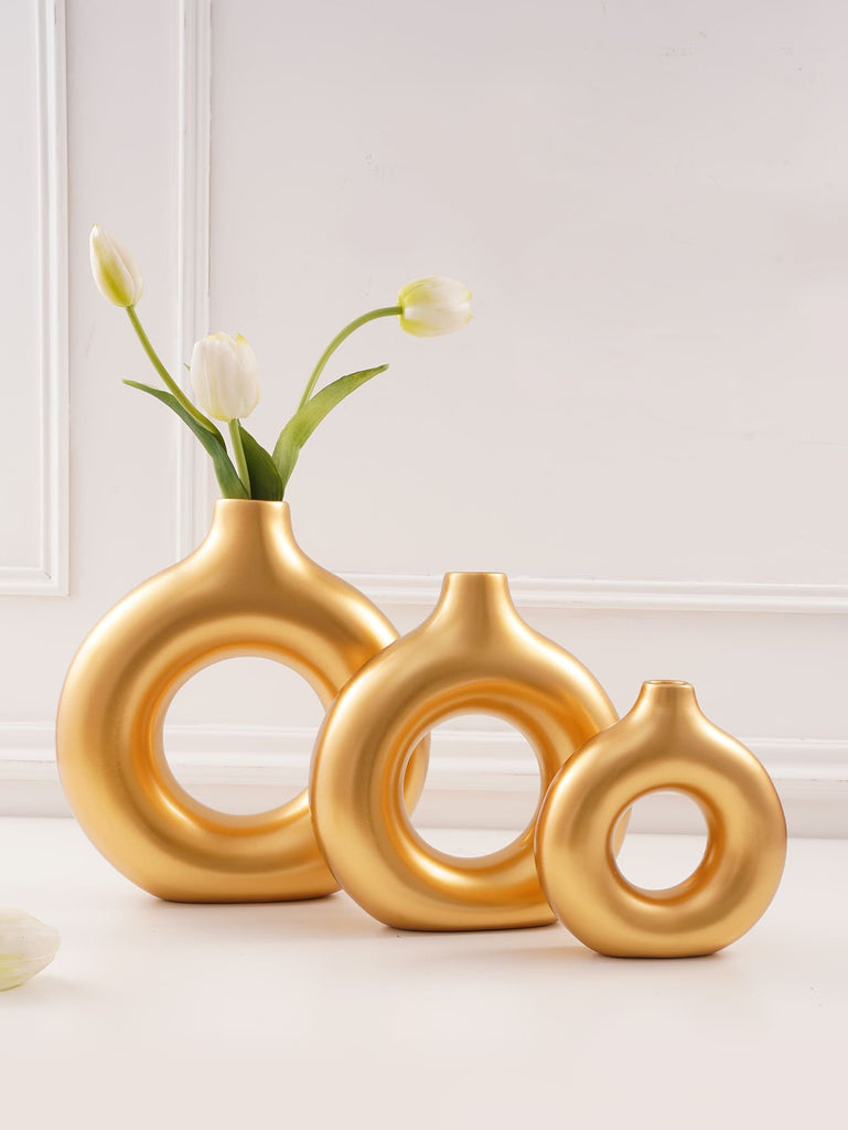 ABS 1pc Golden Flower Vase