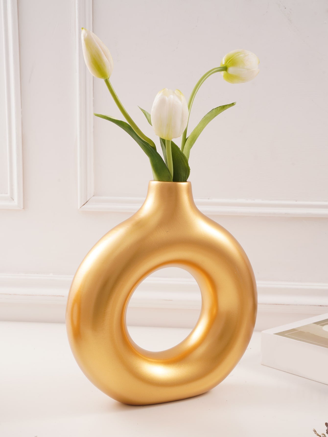 ABS 1pc Golden Flower Vase