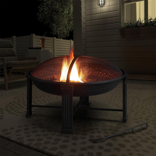 Elevated Round Steel Fire Pit, 28"