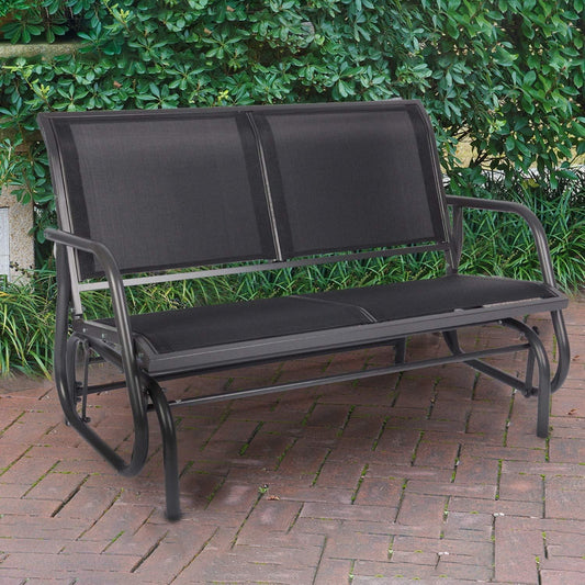 Outdoor Patio Glider Chair Loveseat Rocker Lounge, Breathable Gliding Bench Chair with Anti-Rust Coating