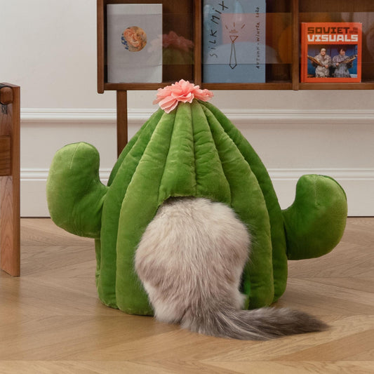 Cactus Cat Beds for Indoor Cats - Warm Pet House for Large Cat or Small Dog, with Removable Washable Cushion