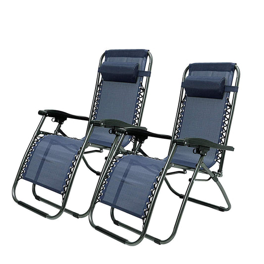Adjustable Zero Gravity Patio Lounge Chairs 2PC Blue
