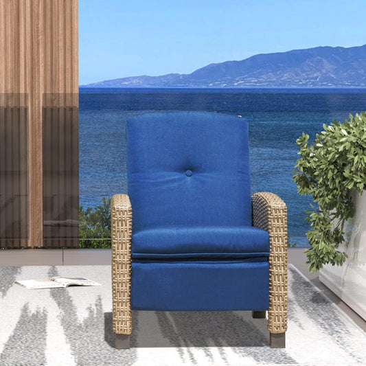 Domi Indoor & Outdoor Recliner, All-Weather Wicker Reclining Patio Chair