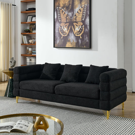 Black Teddy 3-Seater + 3-Seater Combination Sofa