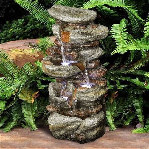 Rock Water Fountain with LED Lights, 29.9inches