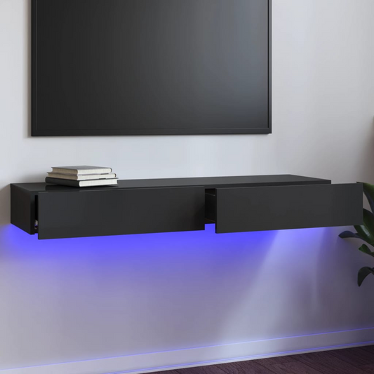 TV Stand with LED Lights High Gloss Gray 47.2"x13.8"x6.1"