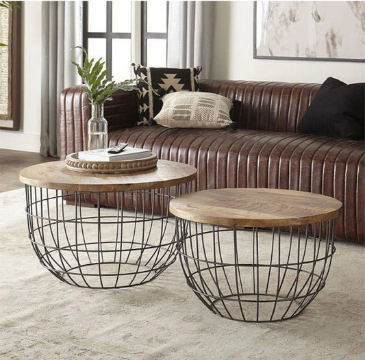 Liberty Furniture Akins Brown Metal Nesting Caged Accent Tables
