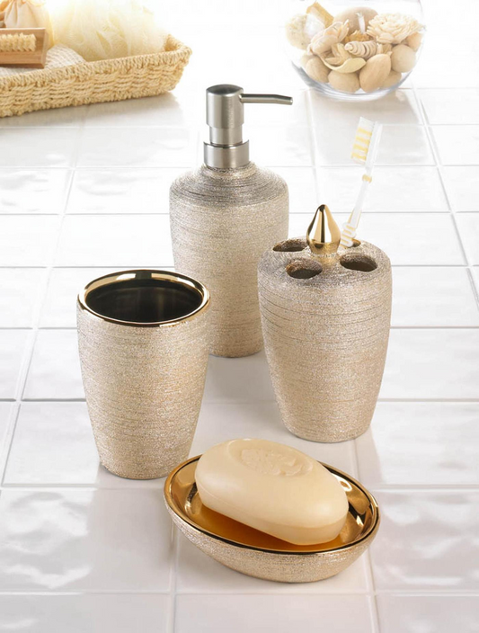 Golden Shimmer Porcelain Bath Set