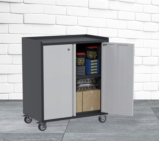 Metal Rolling Garage Cabinet with One Shelf, Assembly Required