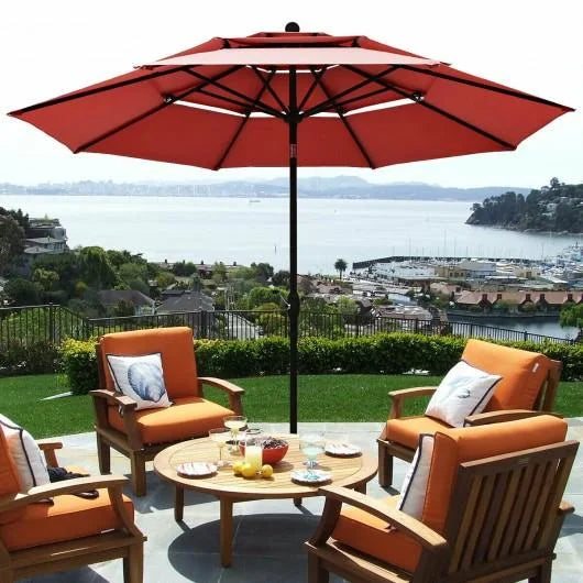 3-Tiers Outdoor Patio Umbrella with Crank and Tilt and Wind Vents  Garden Deck Backyard Pool Shade Outside Deck Swimming Poo