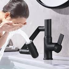 Matte Black Bathroom Sink Faucet With Temperature Display And Spray Function