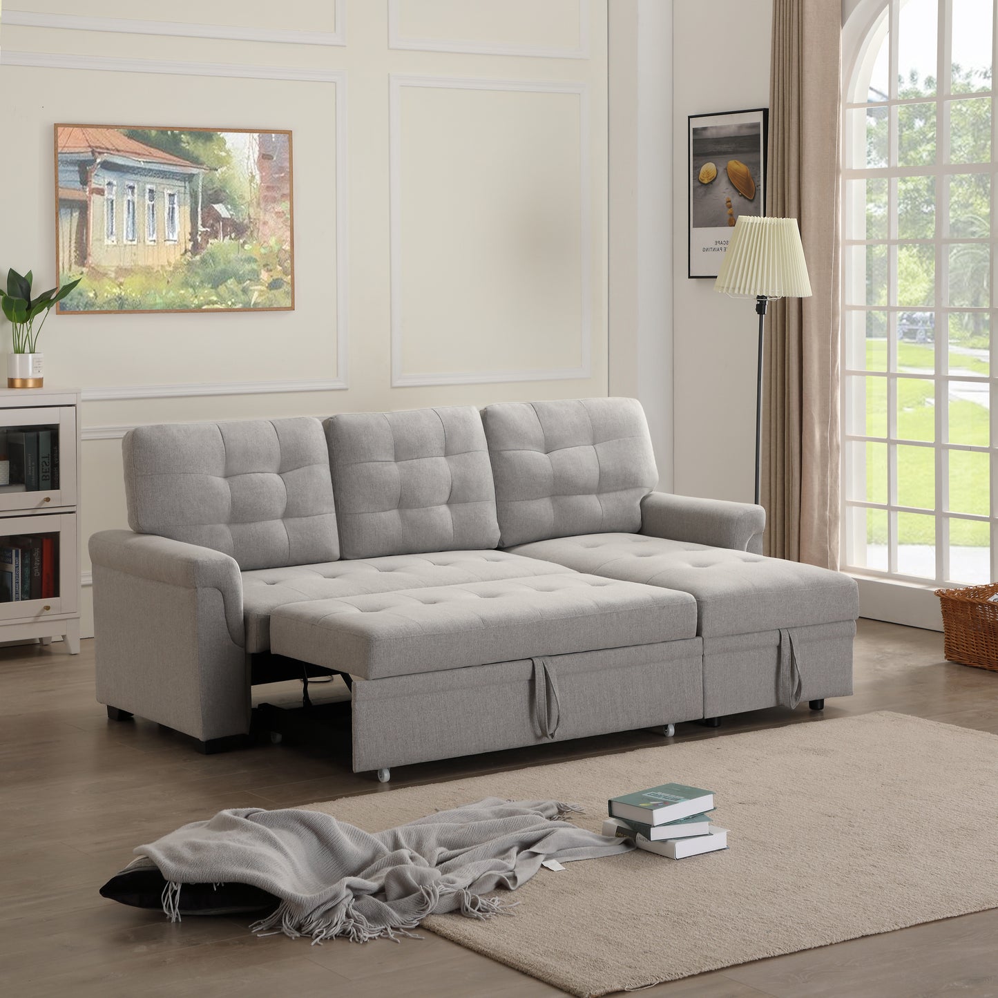 Multifunctional L-Shape Sofa Bed with Chaise