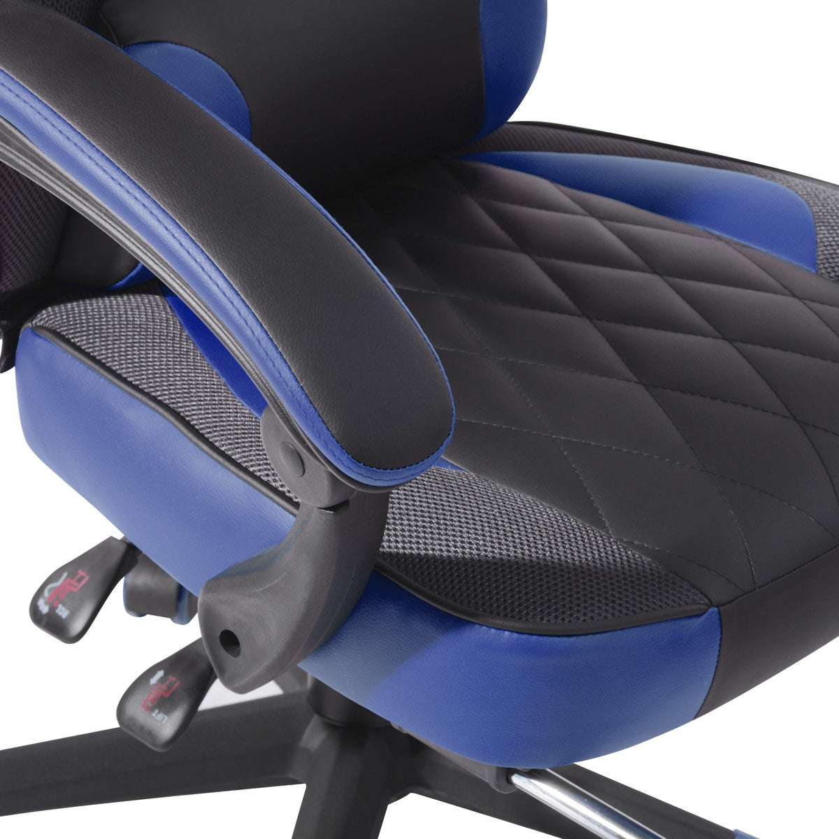 Padded PU Upholstery Foldable Armrest Gaming Chair, Burgendy Blue