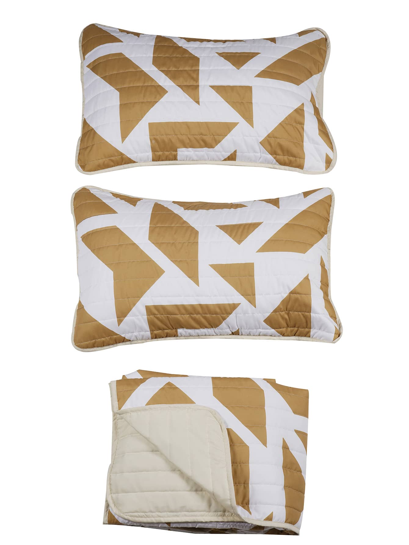 Geometric Pattern Quilted Bedspread Set