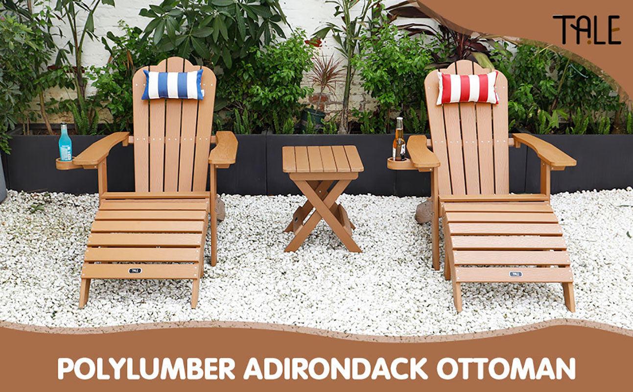 TALE Adirondack Ottoman Footstool All-Weather&Fade-Resistant Plastic Wood  Lawn Outdoor Garden