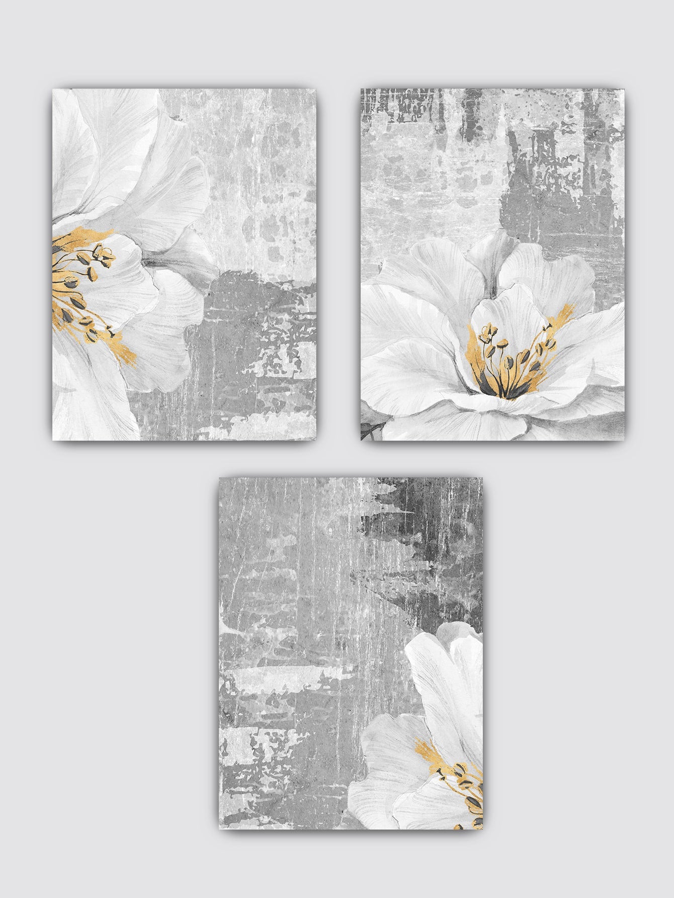 3pcs Flower Pattern Unframed Painting