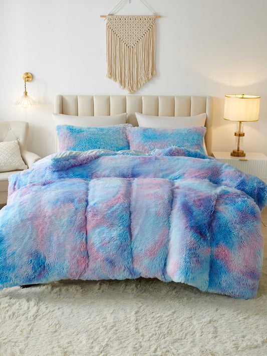 Tie Dye Fuzzy Duvet Cover Set Without Filler