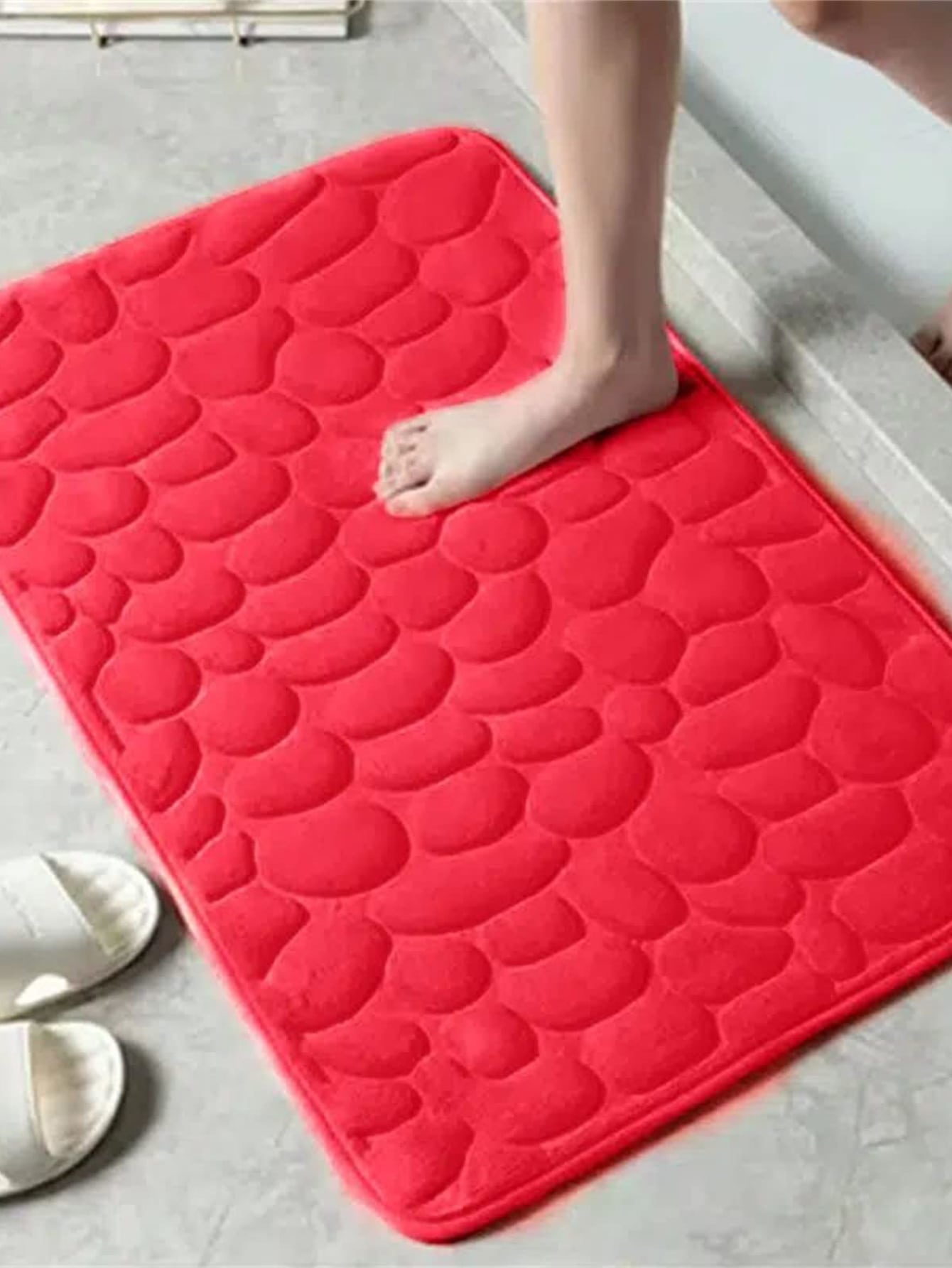 1pc  Non-Slip Cobblestone Embossed Memory Foam Bathroom Mat Pad