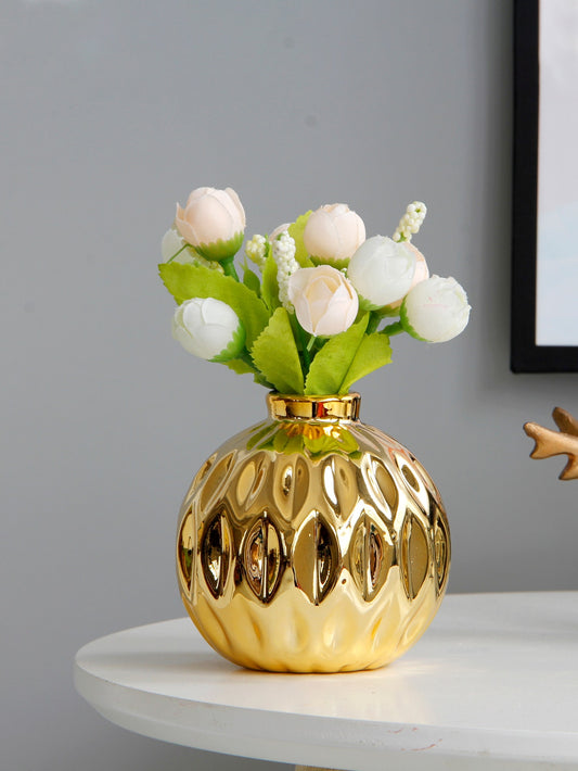 1pc Textured Metal Flower Vase