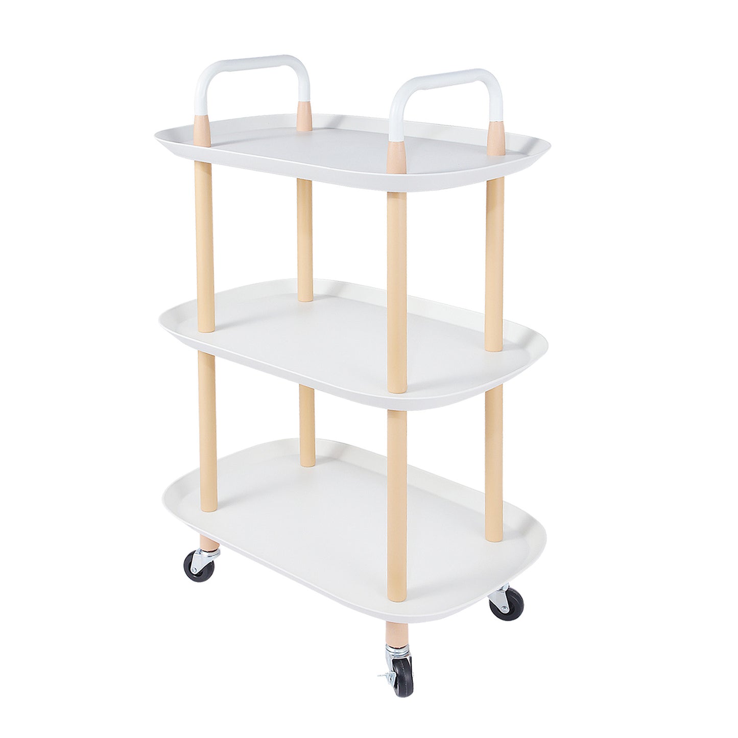 Heavy Duty 3-Tier Rolling Storage Craft Utility Cart, with Wheels and Handle, White