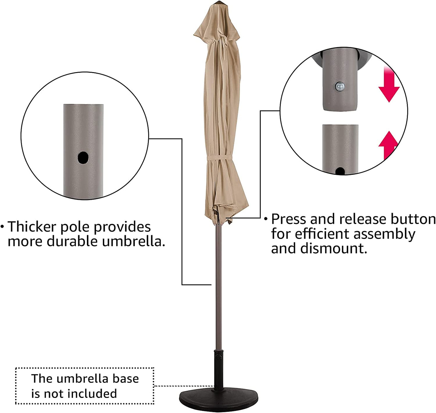 9’ Half Round Patio Outdoor Umbrella with Crank