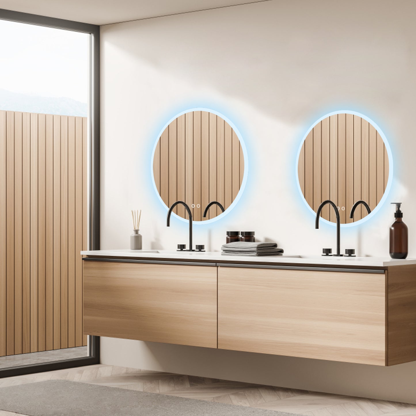 Beveled Frameless Lighted Bathroom / Vanity Mirror