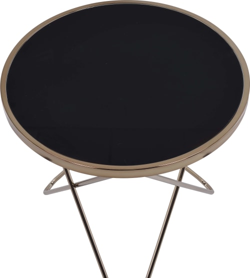 Valora End Table in Champagne & Black Glass