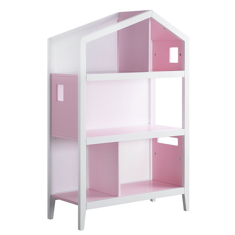 Doll Cottage Bookcase in White & Pink