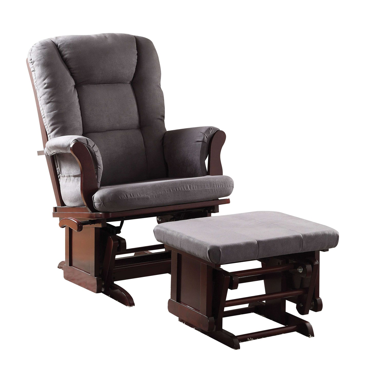 Aeron Chair & Ottoman (2Pc Pk) in Gray Microfiber & Cherry