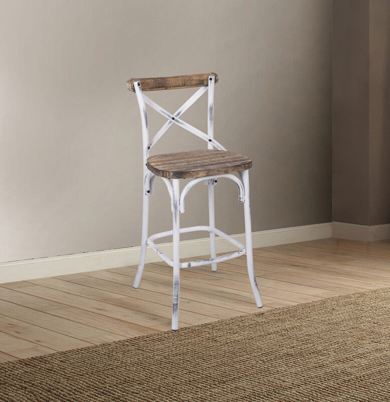Zaire Bar Chair (1Pc) in Antique White & Antique Oak
