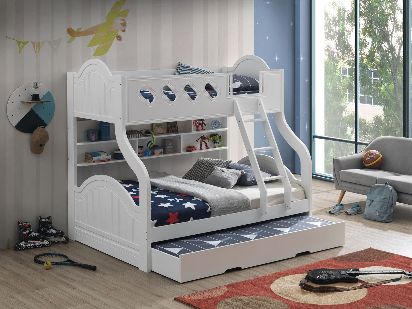 Grover Twin/Full Bunk Bed w/, White