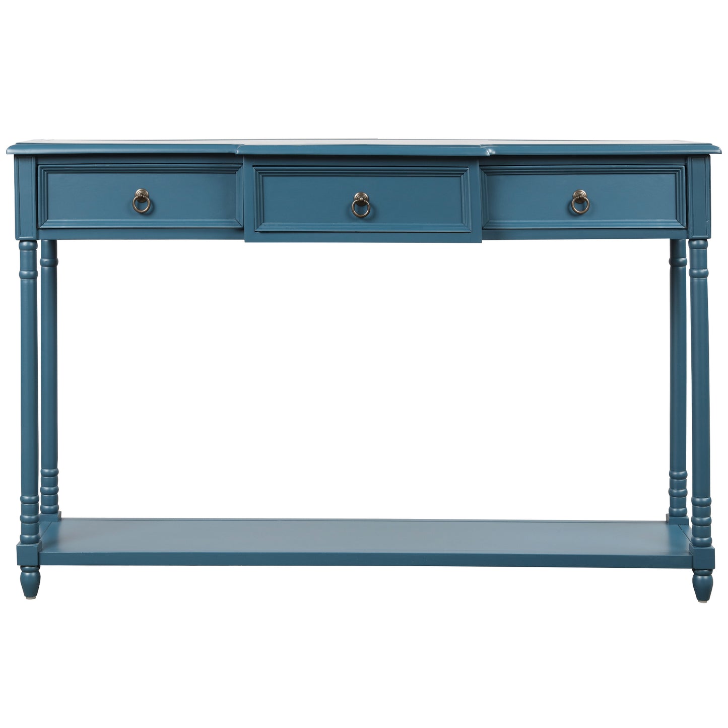 Console Table Sofa Table with Drawers  Entryway with Projecting Drawers and Long Shelf (Antique Navy)