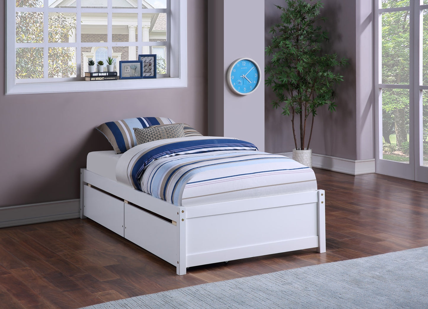 Twin Bed with 2  drawersWhite