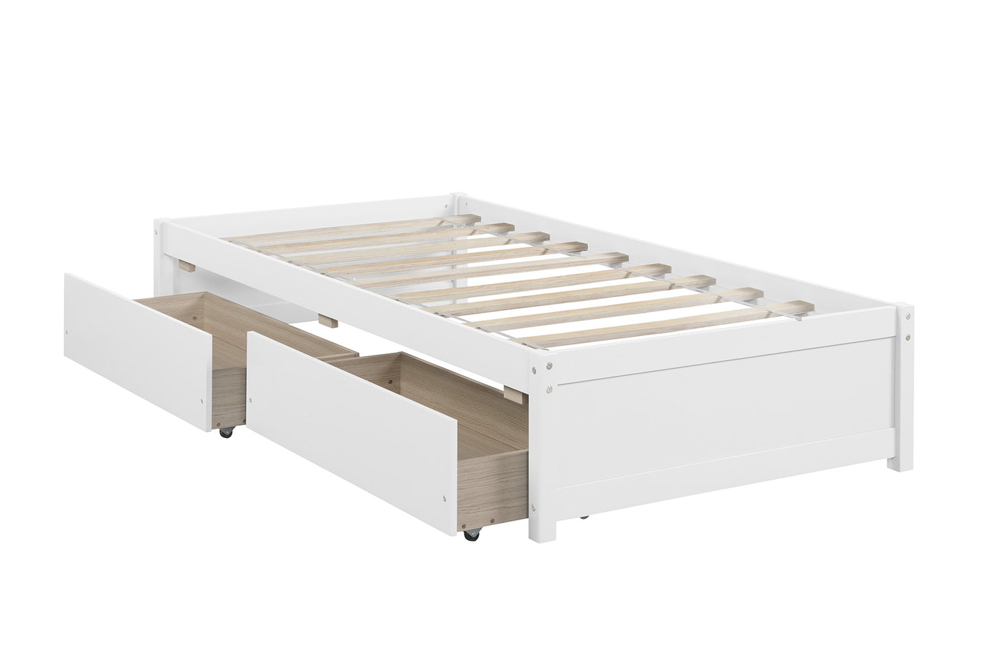 Twin Bed with 2  drawersWhite