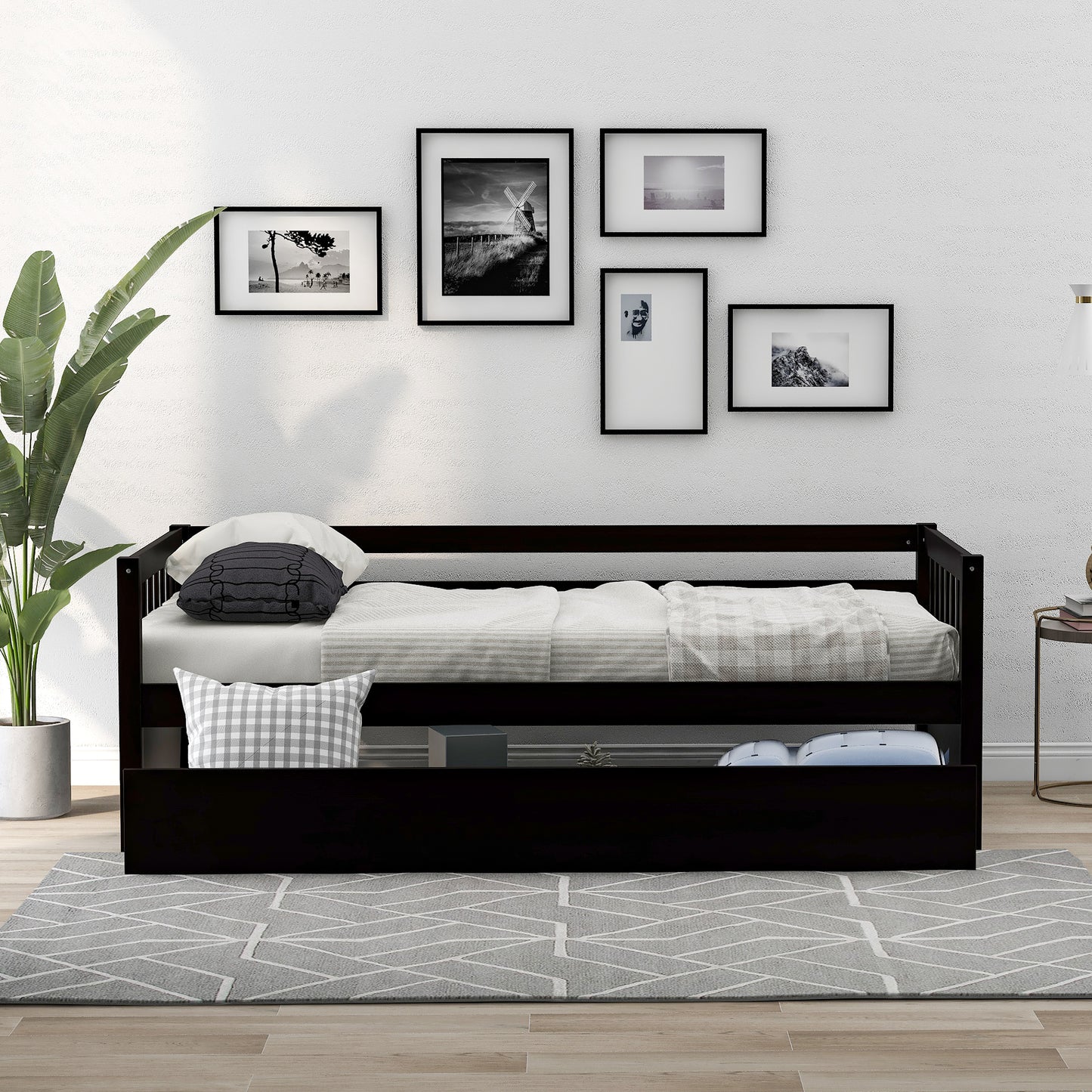 Twin Size Daybed with eparable 2 Drawers, Espresso