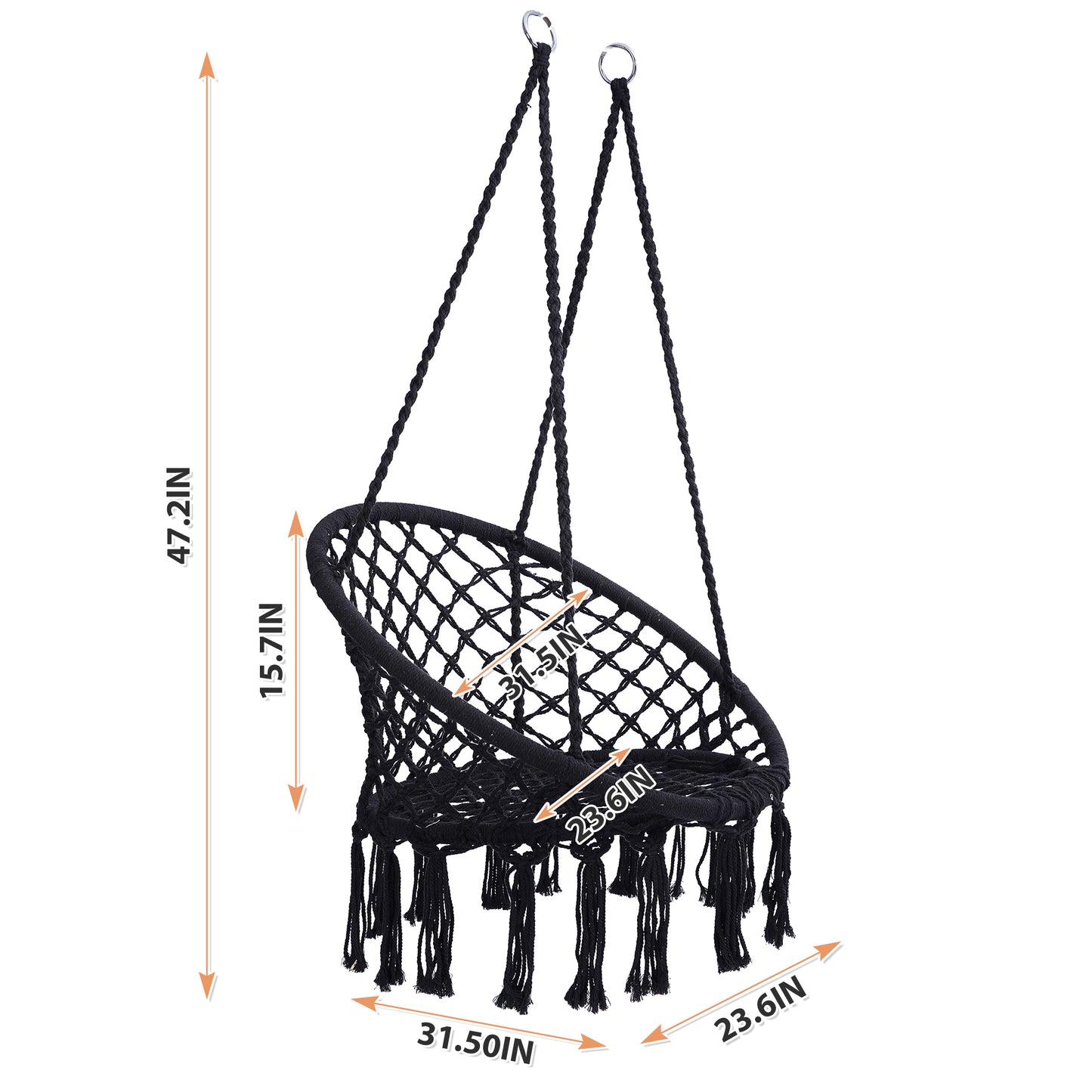 Hammock Chair with Stand, Black And Black