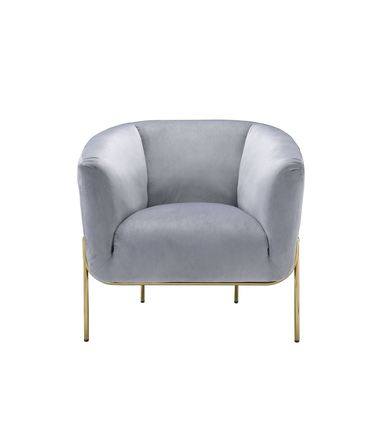 Carlson Accent Chair, Gray Velvet & Gold