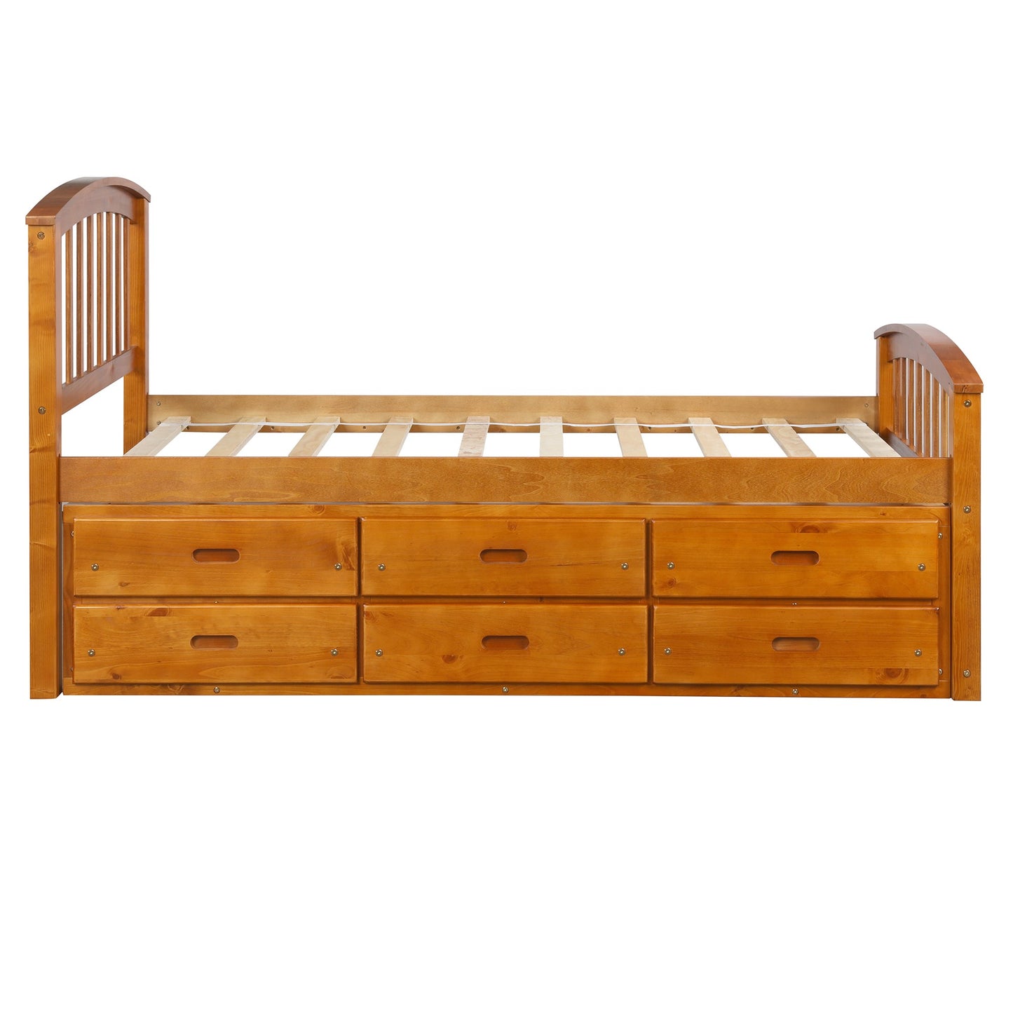 Twin Size Platform  Bed Solid Wood Bed with 6 Drawers