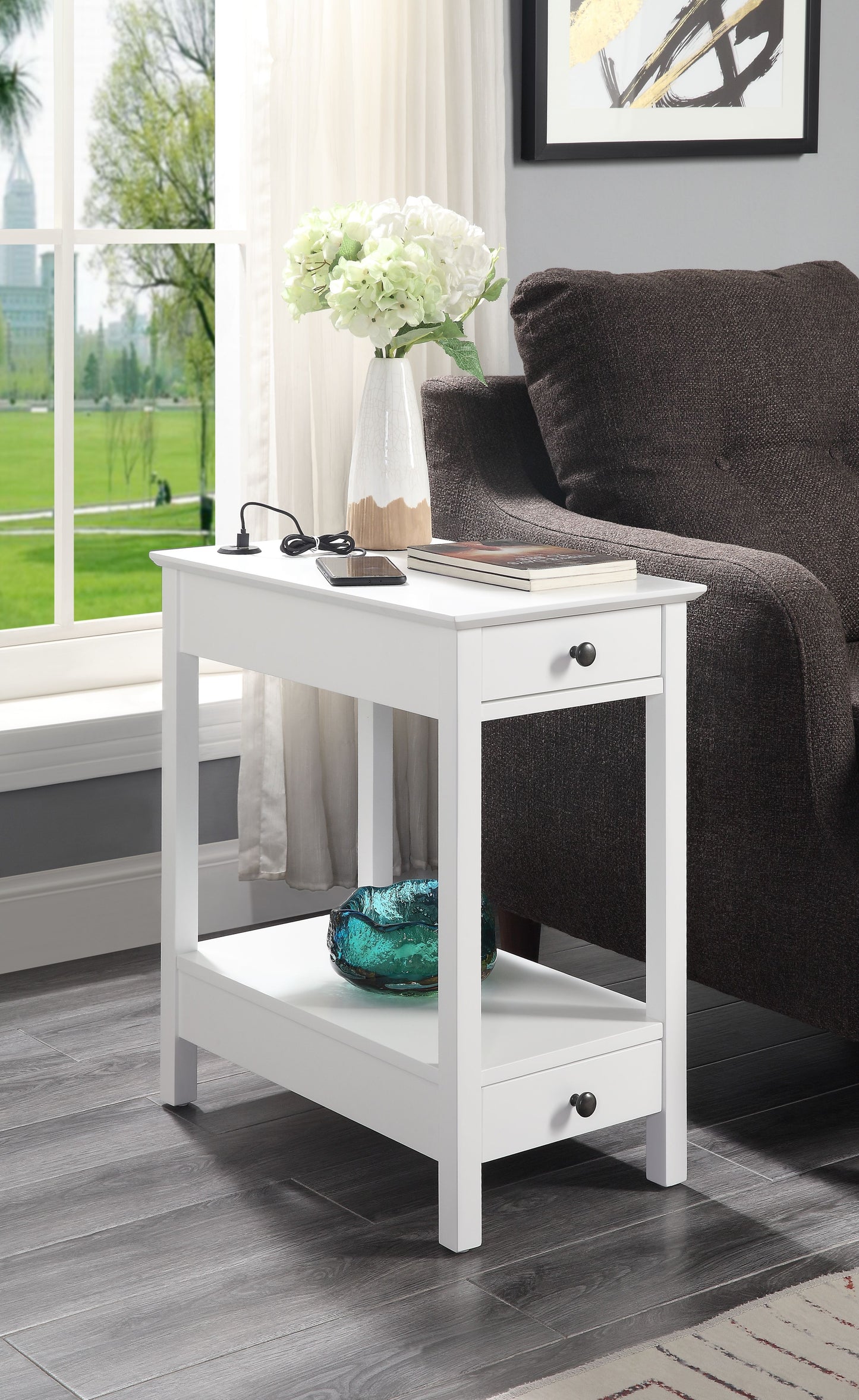 Byzad Side Table, White
