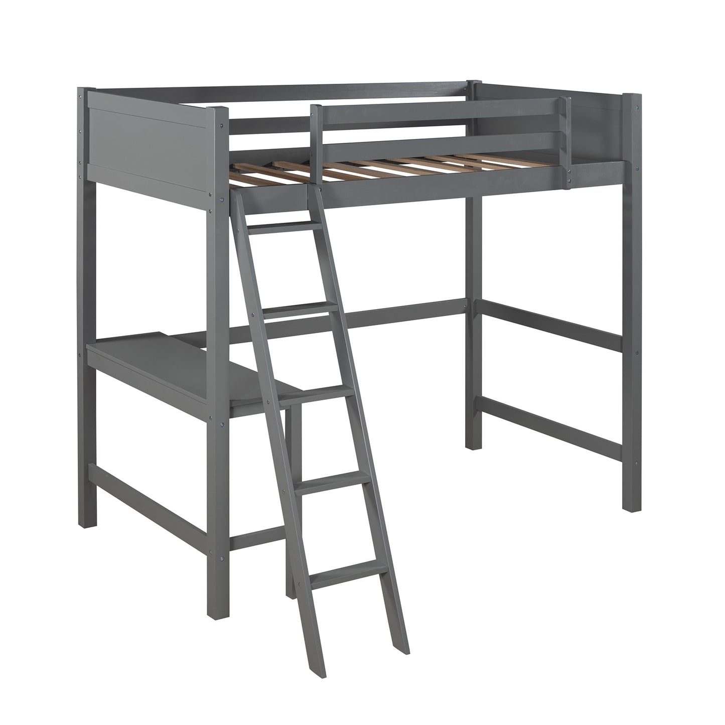 Twin size Loft Bed with Desk and -Gray