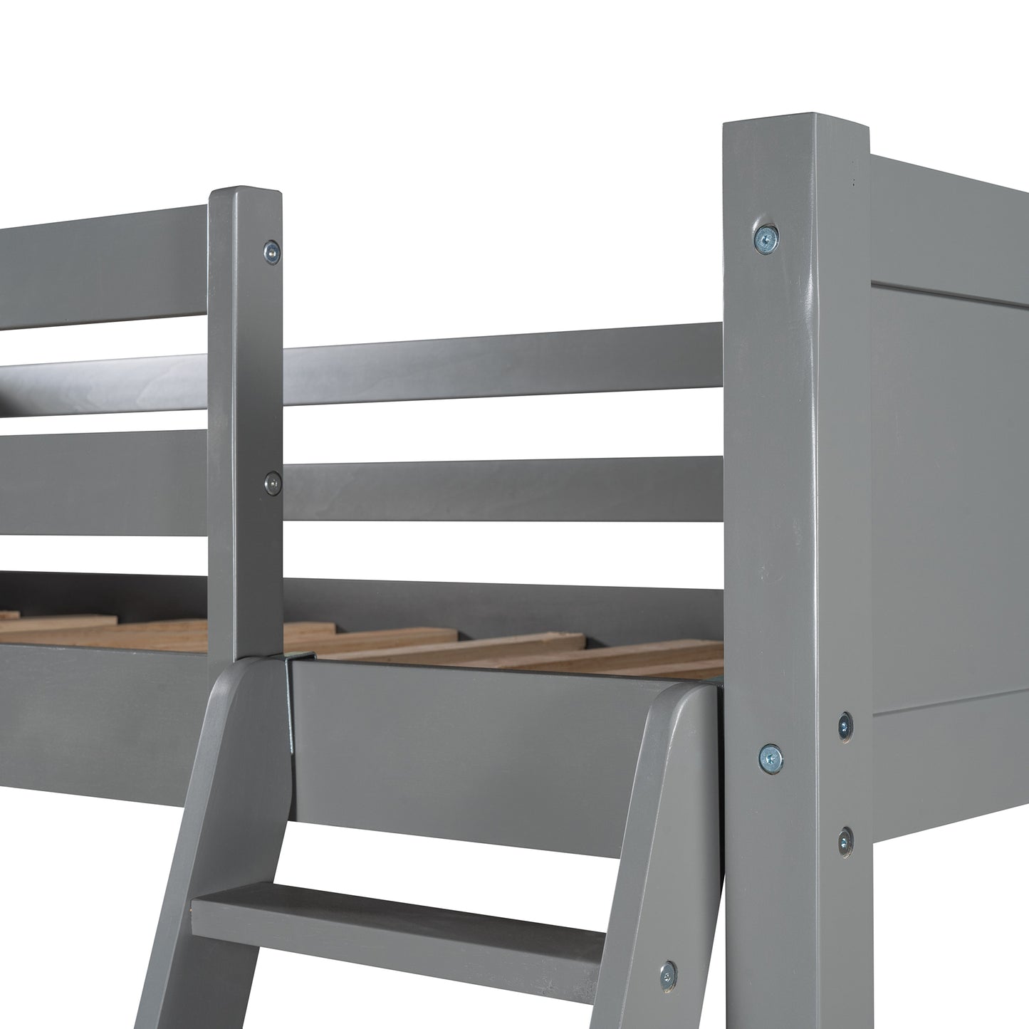 Twin size Loft Bed with Desk and -Gray