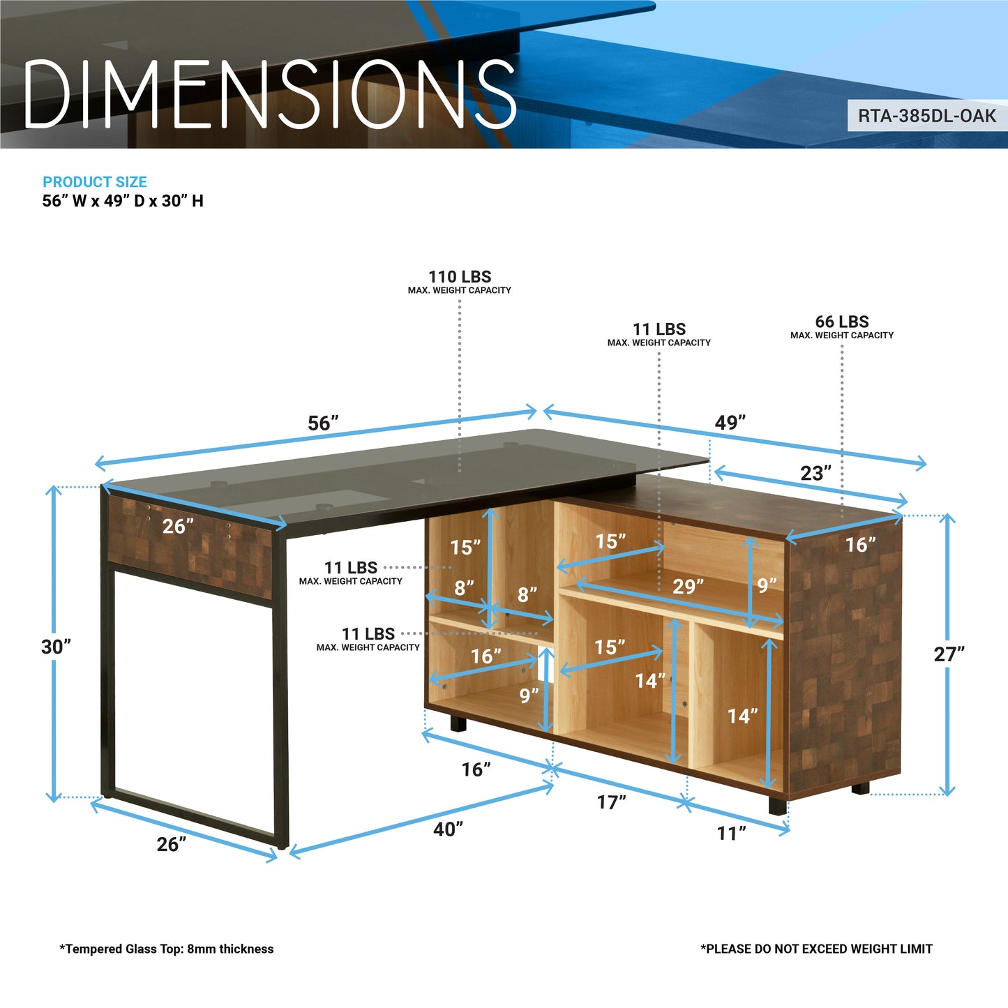 L-Shape Corner Desk with Multiple Compartments, Oak