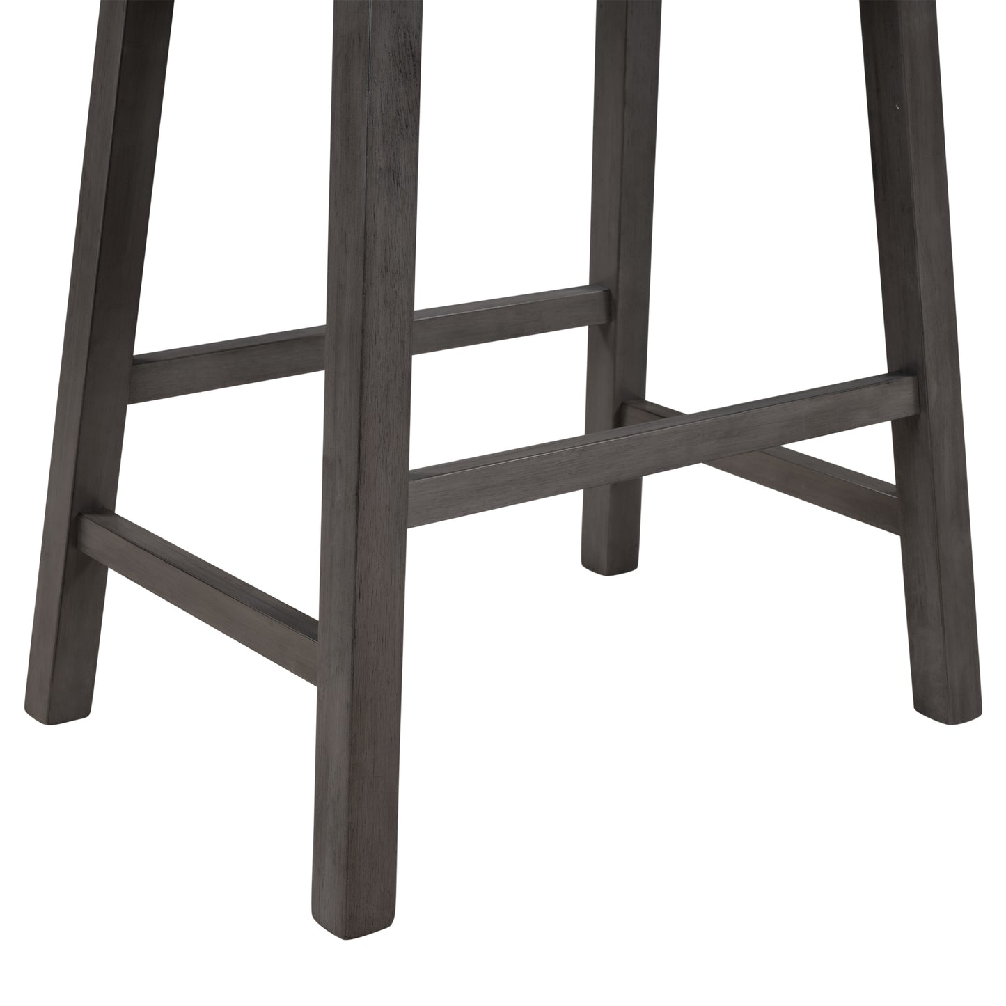 4 Pieces Counter Height Wood  Dining Upholstered Stools  Small Places, Gray Finish+ Black Cushion